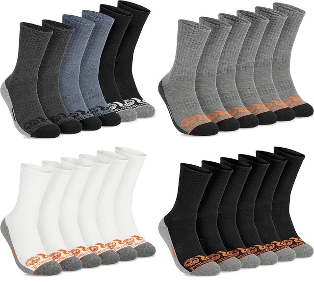 Timberland Pro Work-Focused Cushioned Moisture Control Crew Sox 6-Pair, Sz 9-12