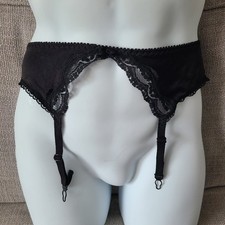 Dipti - Sexy Black Silky Lace Suspender Belt Size Medium