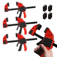 Quick-Grip One-Handed Clamps Set (6"x2 + 12"x2) - 150LBS* Gentle Force for De...