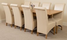 Oak Furniture King Solid Oak Extending Dining Table & Chairs Set 8 Seater