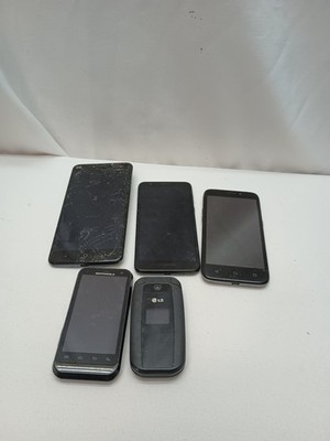 Cell Phone Bundle Lot of 5 FOR PARTS ONLY Mix Model