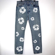 Levi's x Denim Tears Mens 34 x 34 Cotton Wreath 501 Jeans F1299