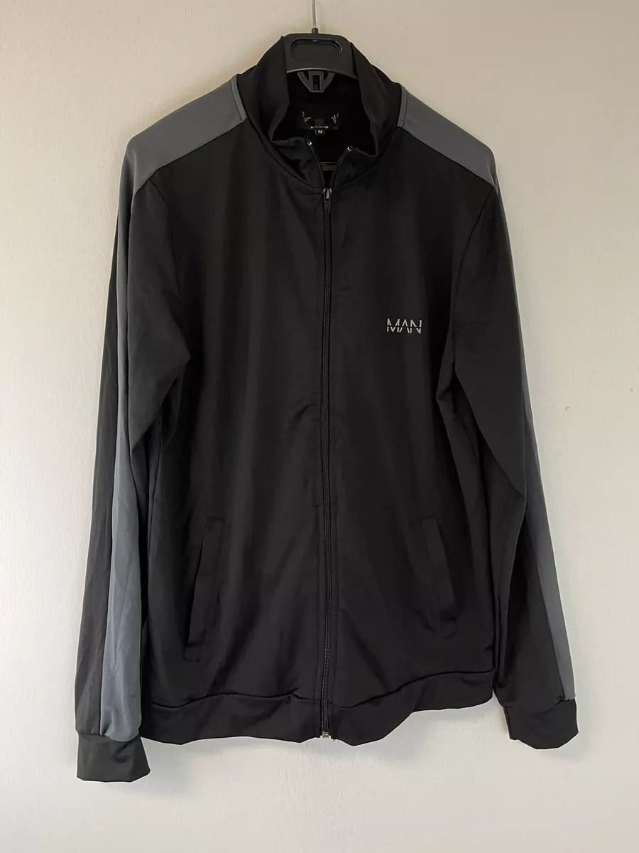 Boohoo Sweater Mens XS Sweatshirt Full Zip Black Pullover Jacket N216