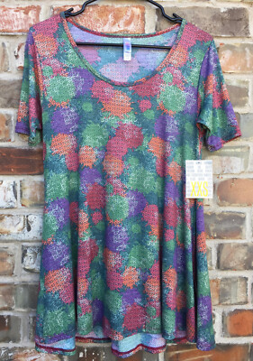NWT Lularoe Perfect T 2XS XXS T Shirt Green Red Orange Purple Off-White Floral