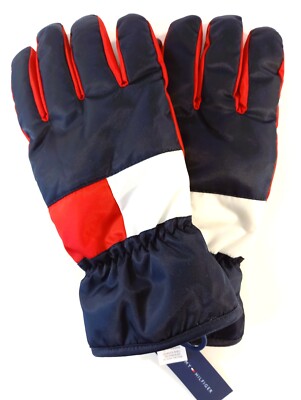 TOMMY HILFIGER 1 Paar Handschuhe Fingerhandschuh gloves blau rot Gr. S/M USA