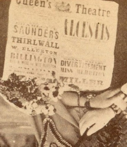 Stereoview~"At the Opera," Lady Hiding Behind Fan~Theatre Playbill~English View - Picture 3 of 4