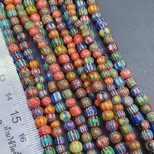 AA Vintage Venetian African Style Glass Chevron 5mm Beads Long Strand
