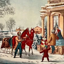 American Country Life Winter Lithograph 1952 Currier And Ives Art Print LGADCuIv