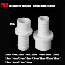 20mm 25mm PVC Pipe Connector Fittings Adapter to Hose OD 5/8/10/12/14-20mm White