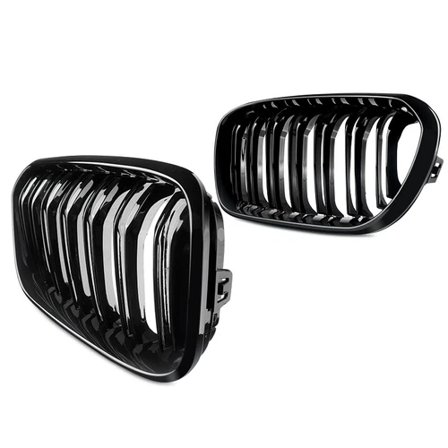 Para BMW Serie 1 F20 F21 a partir de 2015 2x riñones parrilla radiador NEGRO BRILLANTE doble puente - Imagen 11 de 17