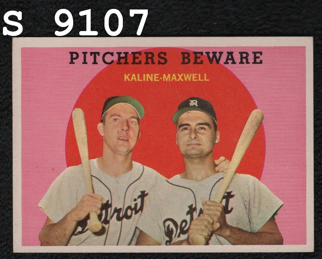 1959 Topps Baseball Card #34 Pitchers Beware Kaline Combo "HOF EXMT+"