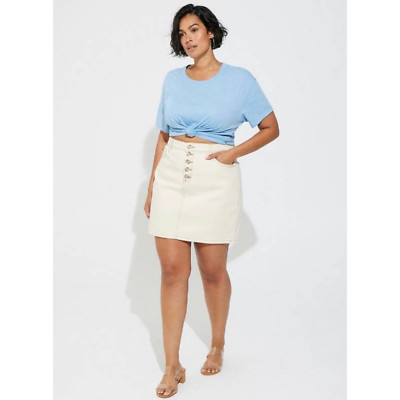 New Torrid Womans Sz 2X 18-20 Plus Blue Cropped Relaxed Tee Soft NWT