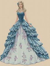 Elegant Lady Blue Dress Full Length Counted Cross Stitch CHART No. 1-156CC