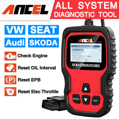 Ancel VD500-US OBD2 Scanner Diagnostic Tool EPB ABS SRS Code Reader For VAG VW