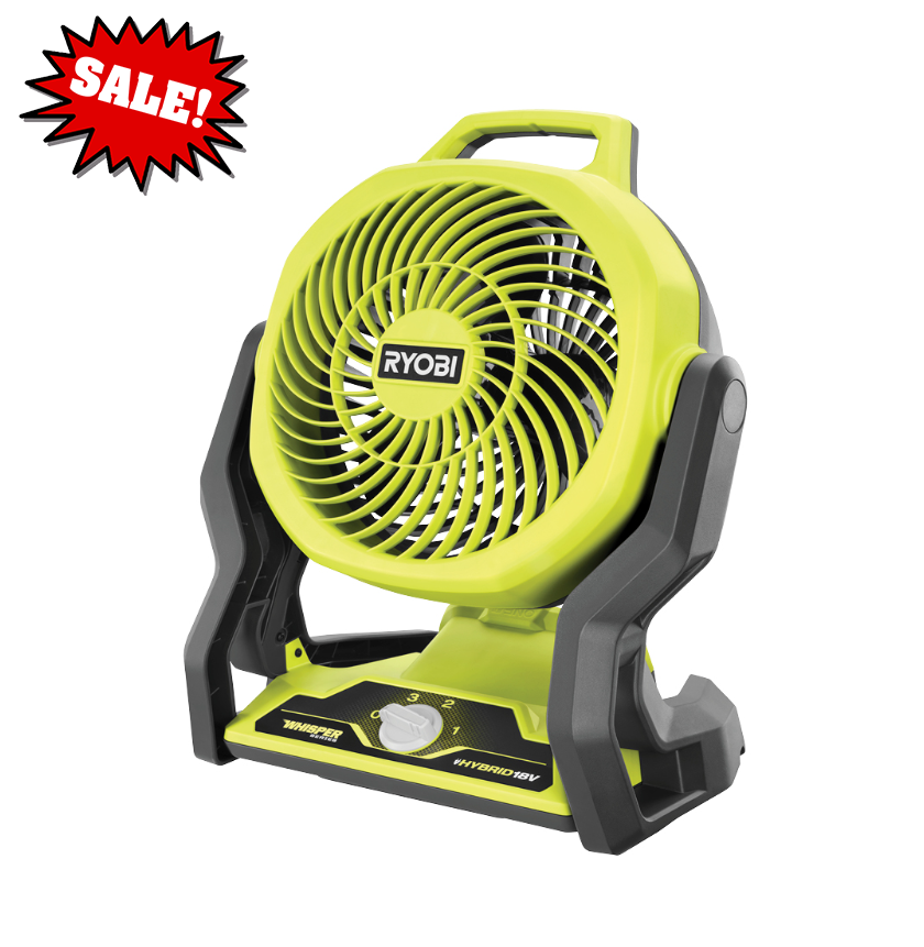 RYOBI 18V Cordless 71/2 in. Bucket Top Misting Personal Fan Green