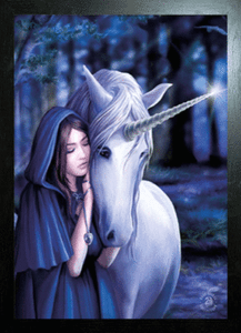 ANNE STOKES ART OAK FRAMED ENCHANTED POOL 3D PICTURE 365mm x 465mm UNICORN