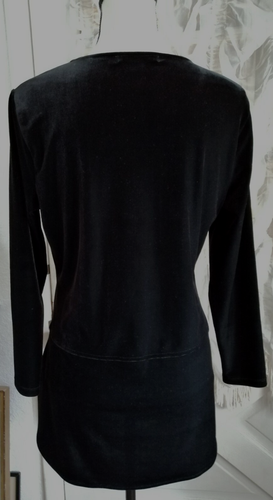 Lauren Ralph Lauren Velvet Tunic Women Black Keyhole Neck Blouse Size M - Picture 3 of 3