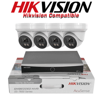 Hikvision 4CH AcuSense DS-7604NXI-K1/4P NVR + 4Pcs 8MP ColorVu IP Camera CCTV