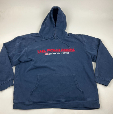 US POLO ASSN Sweater Hoodie Size Large L Blue Pullover Long Sleeve Embroidered