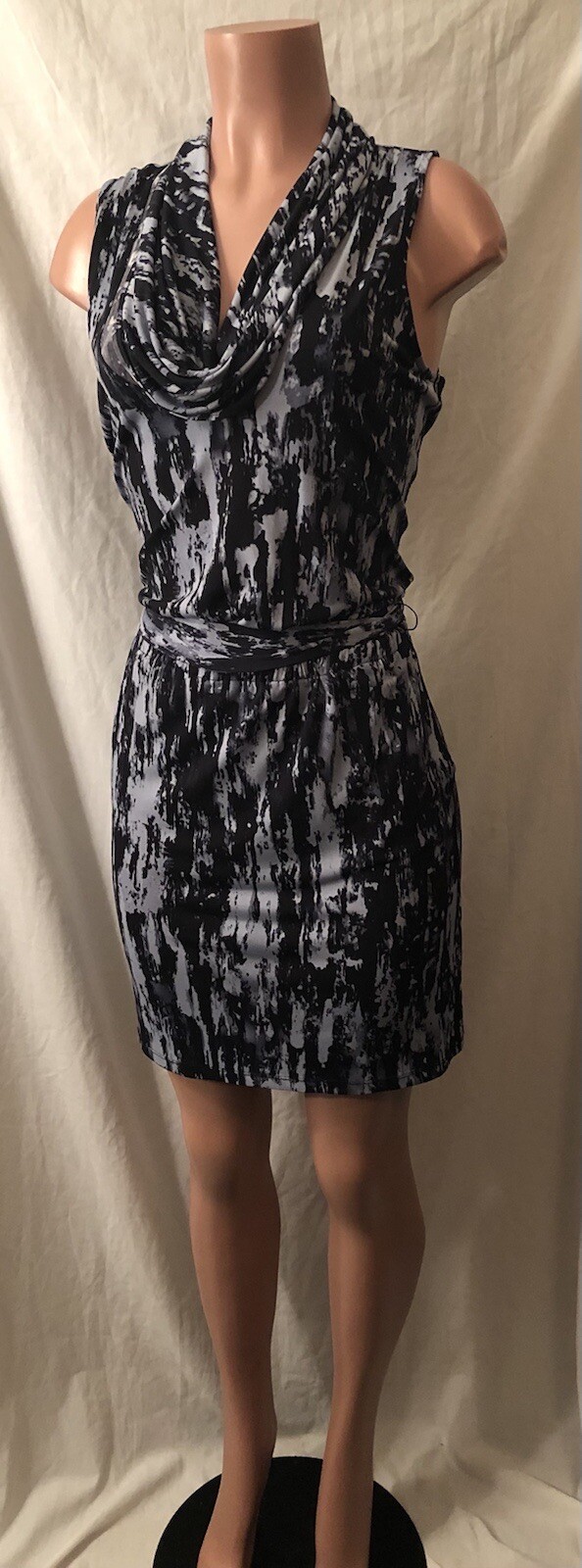 **Rare Toasted Powder Blue & Black Water Paint Style MK Dress~Size Medium**