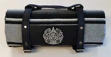 CUSTOM CHICANO BIKER AZTEC  SERAPE  BLANKET GRAY BLACK WHITE  TOTE 