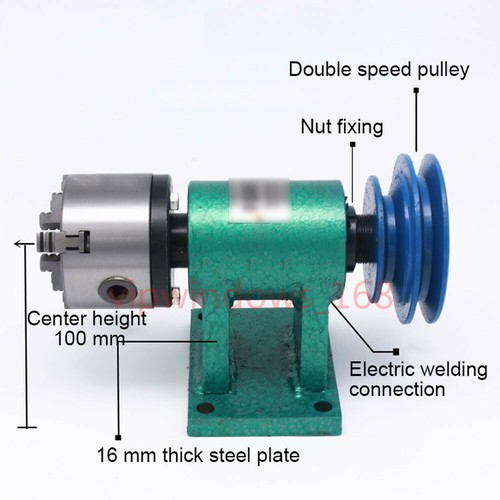Lathe Spindle&Tailstock w/ 4-jaw 80mm Chuck for Woodworking Jade Iron Processing - Picture 3 of 8
