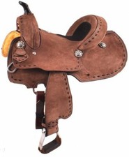 Double T Youth Pony Chocolate Roughout Barrel Saddle 12", 13"