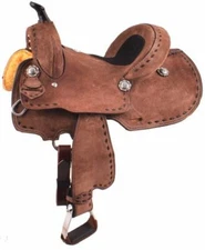  Double T  Youth Pony Chocolate Roughout Barrel Saddle 12", 13"