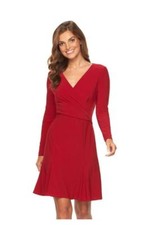 Chaps by Ralph Lauren Size L Faux Wrap Red Dress – MSRP $95 NWT