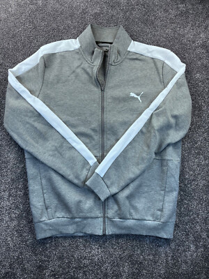 PUMA Track Jacket Mens L 1/2 Front Zip Athletic Long Sleeve Pocket Gray