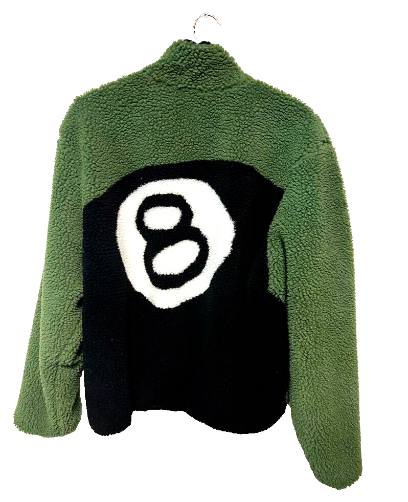 Stussy 8 Ball Reversible Sherpa Fleece Mens Jacket Green Stussy 8 Ball Reversible Sherpa Fleece Mens Jacket Green