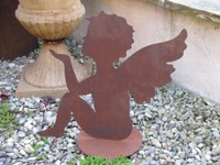 Edelrost Engel Sitzend 36Cm Gartendeko Rost Deko Engel Figur Engelfiguren FlüGel