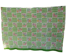 Montgomery Ward Vintage Floral Blanket Green Pink Roses Flowers Retro 1970s Full