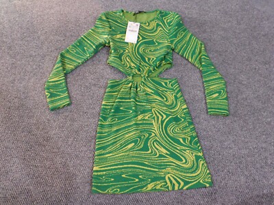 slim fit dress slacks ZARA. Beige and green printed dress.TM – Hibuy market main image 0