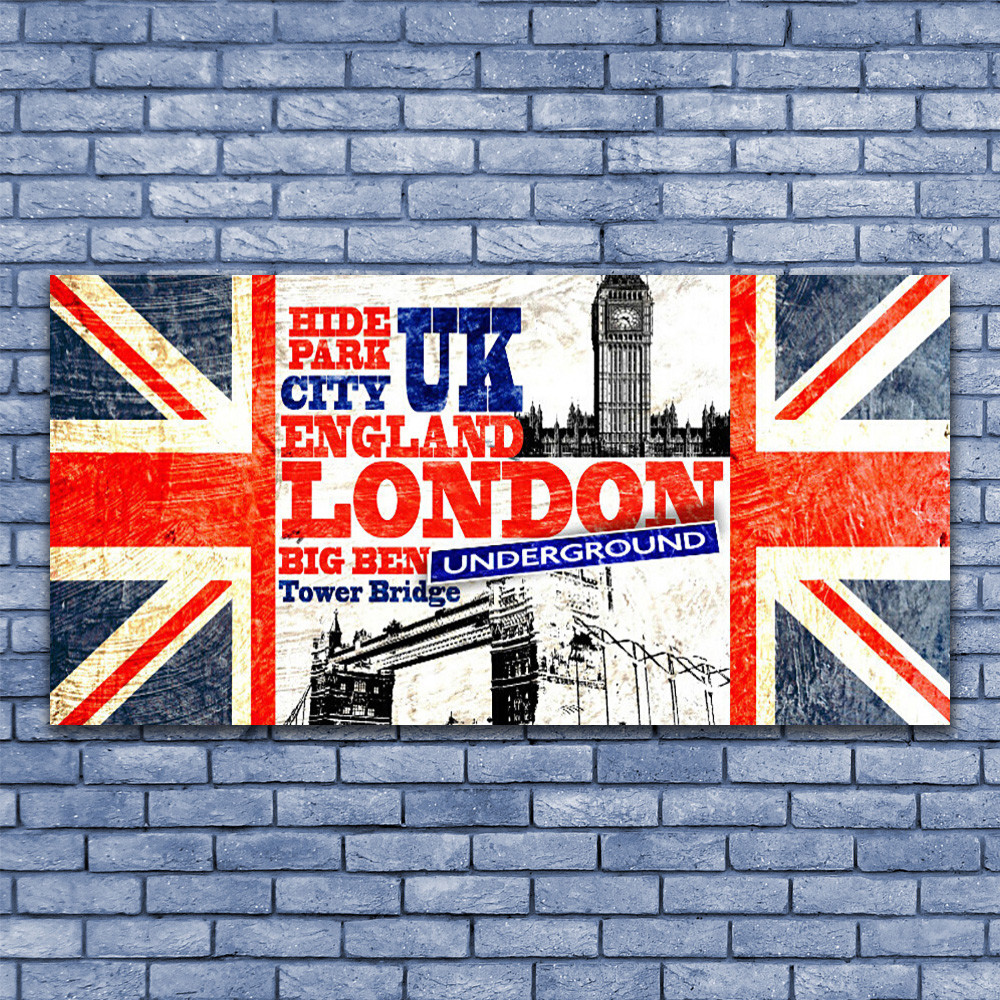 Tableau sous verre Art Londres Drapeau 140x70 pour transformer un mur vide et terne