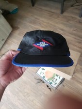 90s Polo Sport Ralph Lauren Black Blue Nylon Hat Adjustable Cap Made in USA Rare