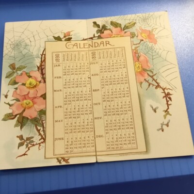 Calendar 1890 Card Calendar | eBay
