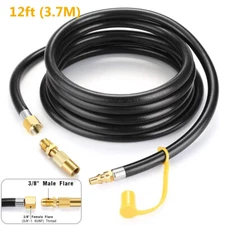 12FT RV Quick Connect Propane Hose for RV to Grill, Propane Adapter Fitting