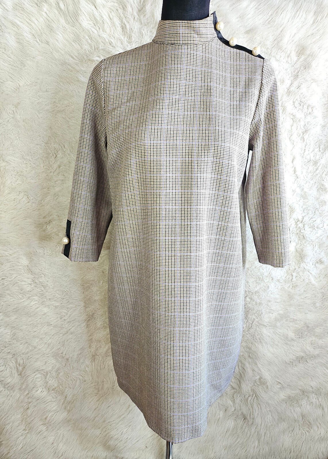 Zara Basic Women's Houndstooth Mod Plaid Pearl De… - image 2