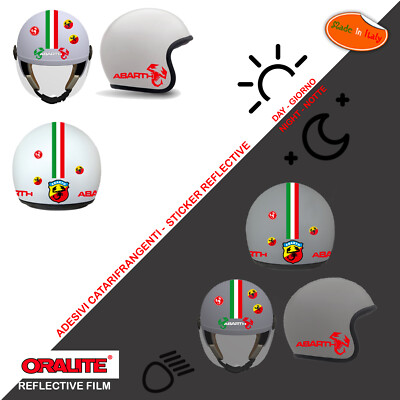 Adesivi casco catarifrangenti abarth italia flag sticker helmet