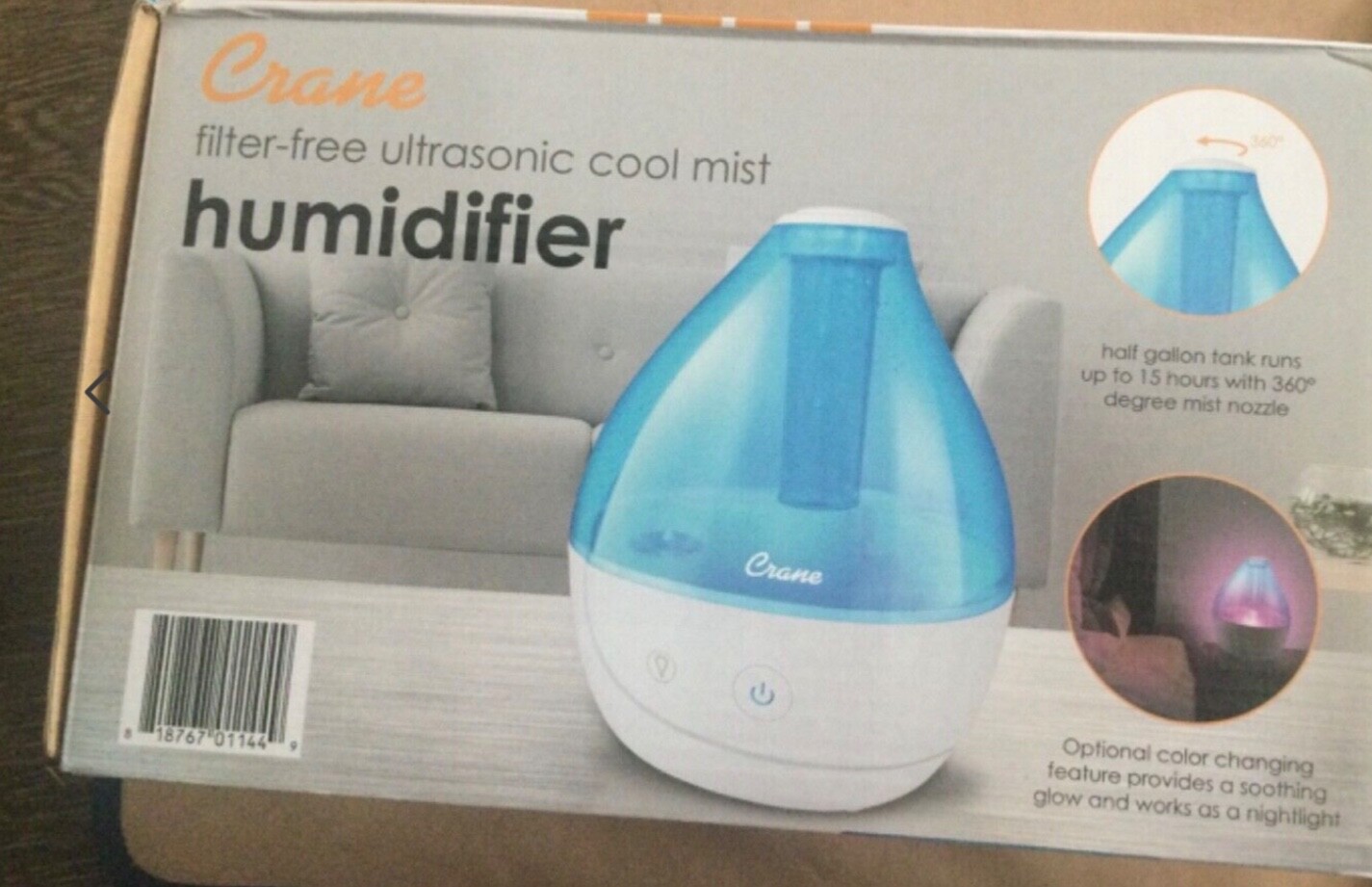 Crane Ultrasonic Cool Mist Humidifier Filter Free #EE-5952 1/2 Gal Tank ...