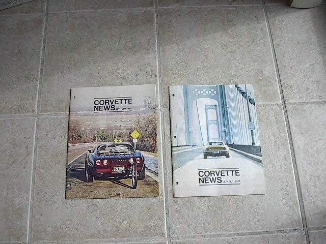2 Issues of Corvette News Magazine., April/May 1974 & June/July 1974