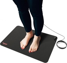Grounding Mat for Desk Feet Floor Earthing Pad 15 Ft Cord Carbon Vegan Leather
