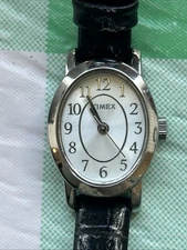 Timex Silver Tone Black Band Women’s Quartz Watch