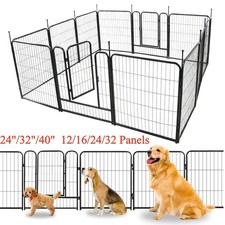 24"/32"/40" Dog Playpen 12/16/24/32 Panels Foldable Exercise Cage Pet Pen Fence