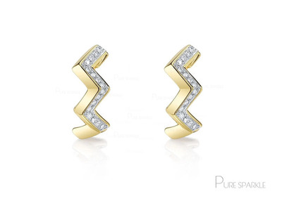 14K Gold Lab-Created Diamond Zick Zack Huggie Ohrringe - stilvoller & eleganter Schmuck