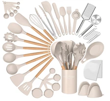 Silicone Cooking Utensils Set, 43Pcs Non-Stick Heat Resistant Kitchen