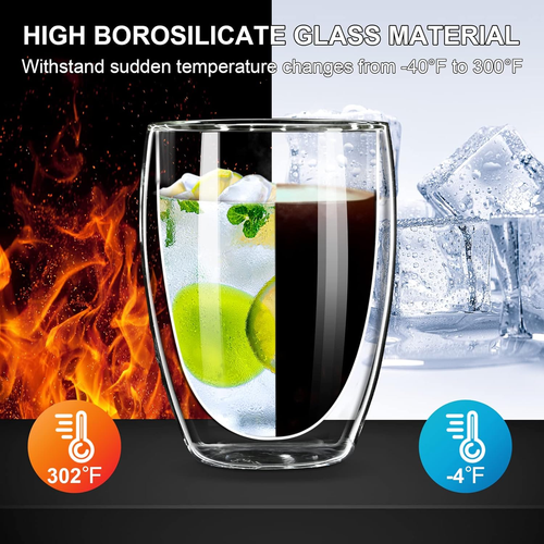 PARACITY Double Wall Glass Coffee Mug, Glass Coffee Cup with Silicone Lid 12 OZ, - Picture 4 of 12