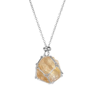 Für Crystal Holder Halskette, 1,8 Zoll Silber Kristallkäfig Halsketten