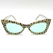 Dr. Peepers Designer Sunglasses Blue Lens & Yellow Fashion Frame Retro Vintage